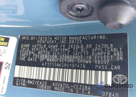 2024 Toyota Camry Se из США, поврежденный, VIN 4T1T11AK2RU197478